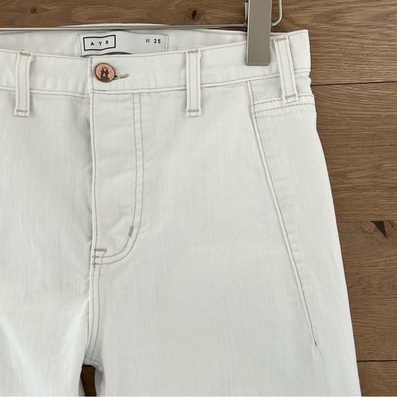 AYR Arch White Jeans Denim Pants High Waist Straight Leg Button Fly Size 25 - Picture 5 of 16